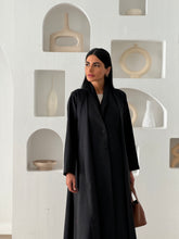 Layered Linen Abaya Black