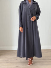 Trench Coat Abaya Grey