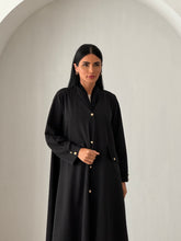 Gold Buttons Abaya Black