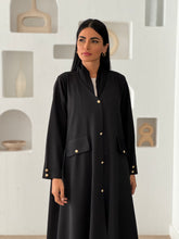 Gold Buttons Abaya Black