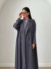 Trench Coat Abaya Grey