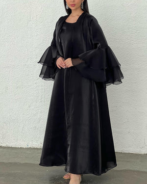 Open image in slideshow, Ruffle Abaya Black
