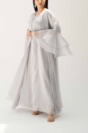Open image in slideshow, Ruffle Abaya Grey
