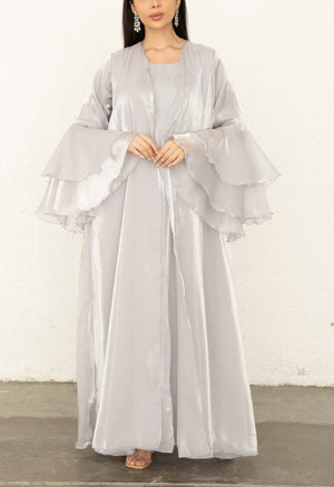 Open image in slideshow, Ruffle Abaya Grey
