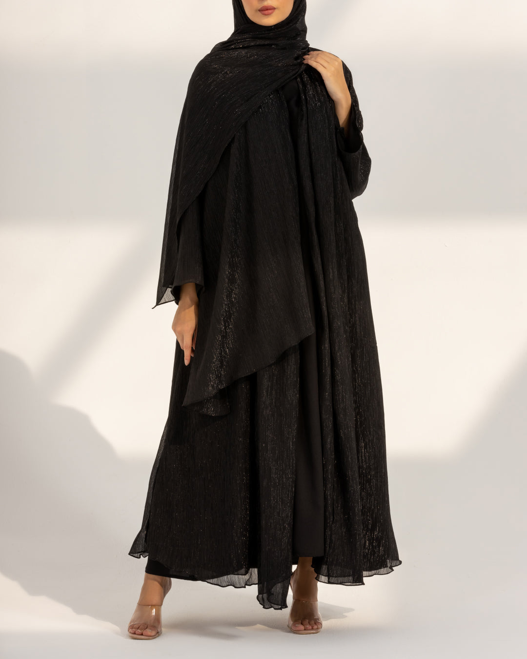 Metallic Black Abaya Set Laha