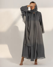 Metallic Grey Abaya Set